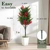 Red Berries Mini Christmas Tree Green Realistic Pine Needle Branches  Garden Decor