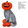 Whimsical Cat Halloween Statue Lighted Pumpkin Figurine Spooky Tabletop Resin Sculpture Indoor Window Display Accessory Autumn Fall Ornament