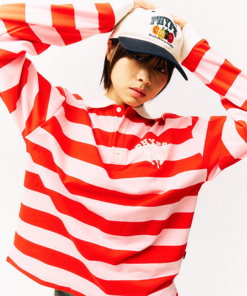 PHYSICAL DEPARTMENT Horse Riding Bear Rugby T-Shirt_Red