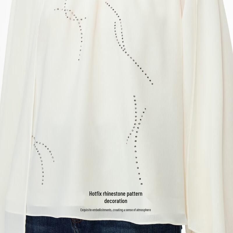 VEROMODA Rhinestone Tie-Neck Blouse