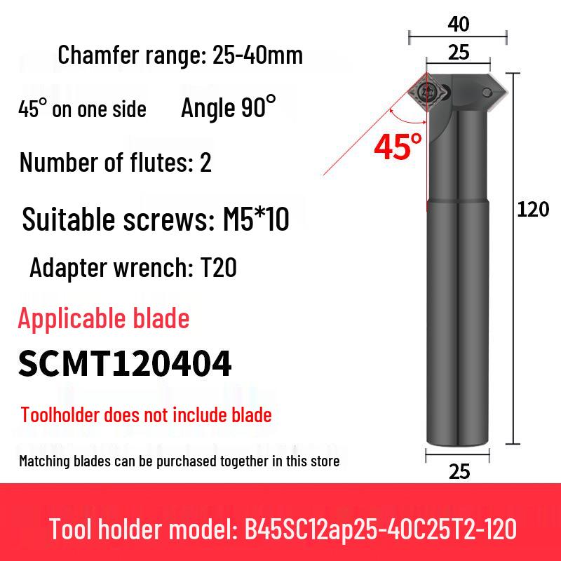45° CNC Insertable Inner/Outer Chamfer Tool with Up/Down Back-Reaming Holder