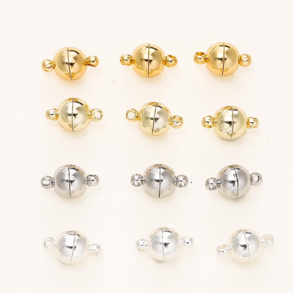 4/6pcs/pack 8*14MM 14K/18K Gold Plated Brass Magnetic Bracelet Clasp Beads for Handmade DIY Jewelry Making Accessories