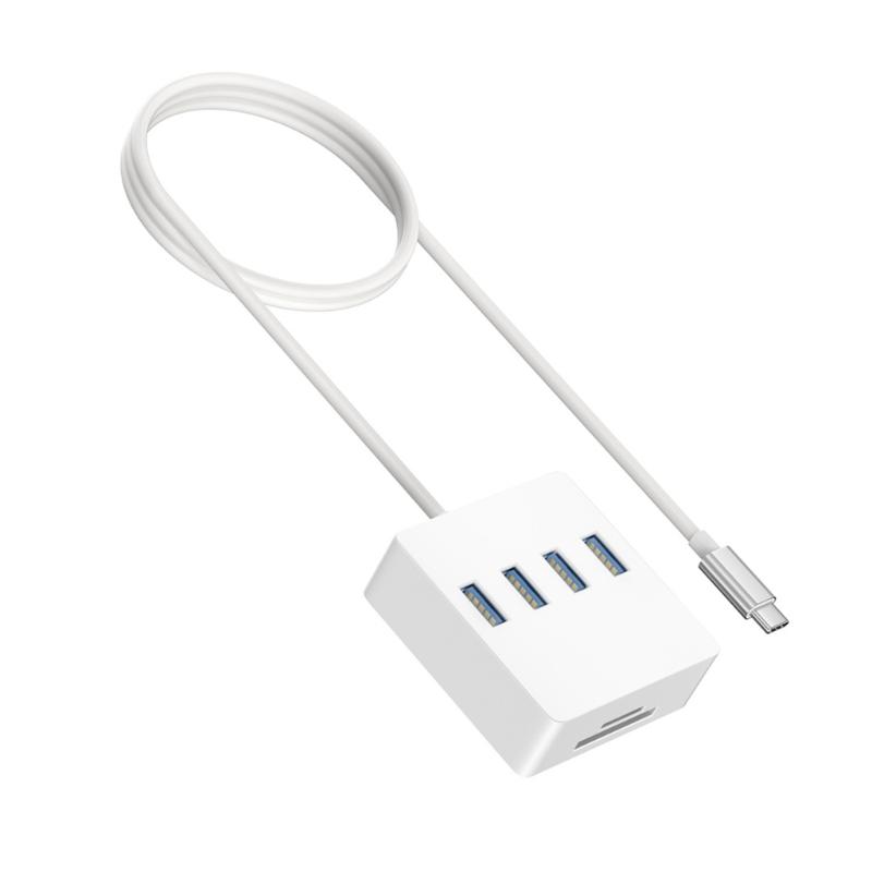 

8 in 1 USB C Hubs Adapters with 4 USB3.0 Port Card Support Double 3.5mm Fast Transfer for Various Operating Systems
