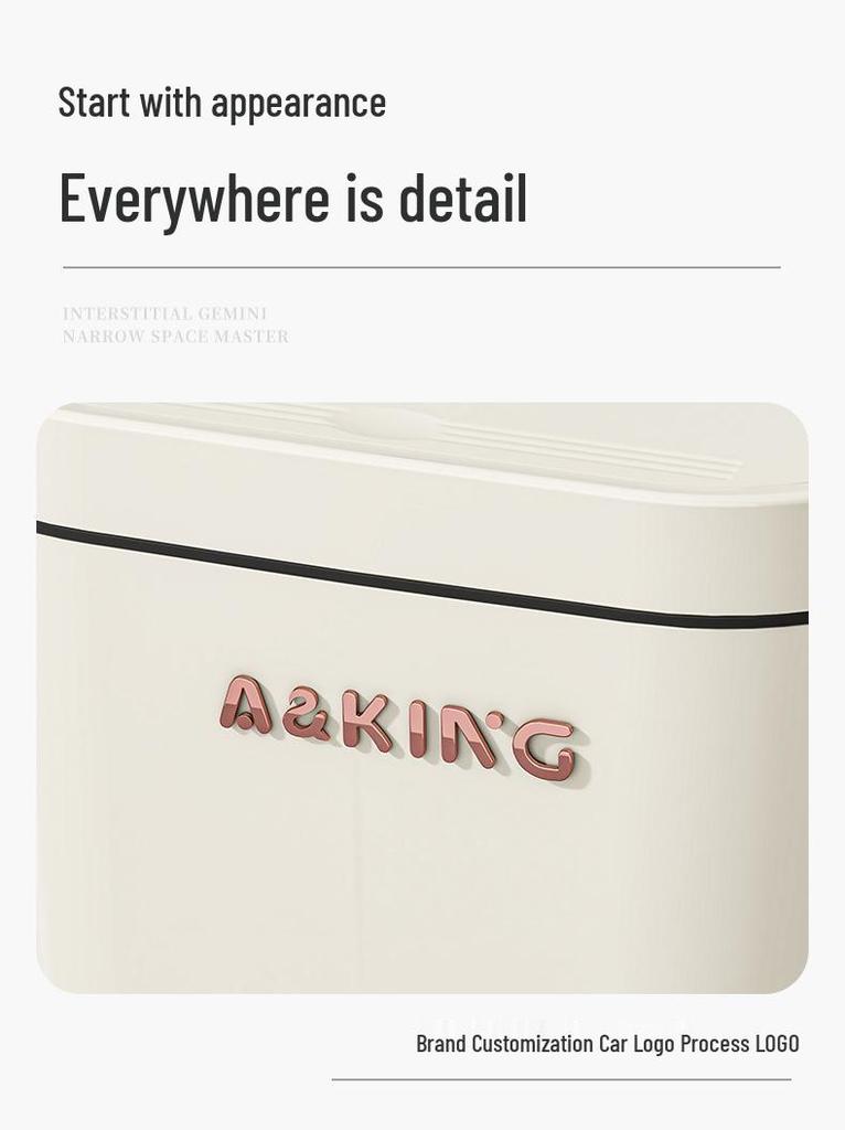 Press-Type Trash Can with Lid and Wheels for Bathroom Crevice