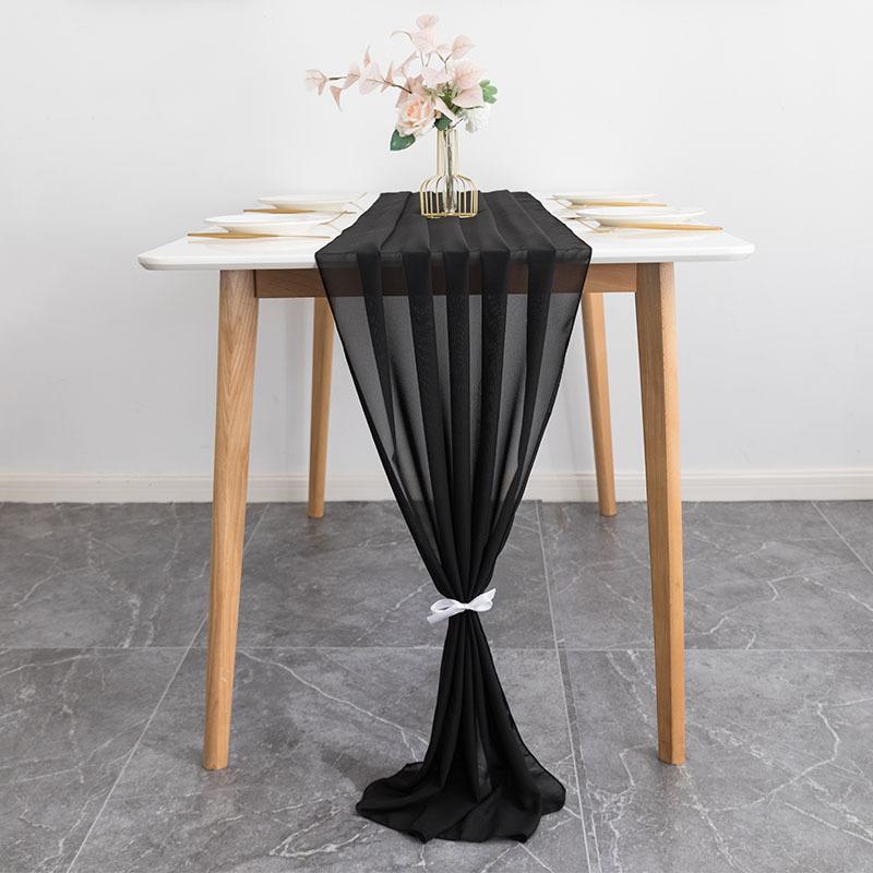 White Chiffon Table Runners Sheer Table Runner Wedding Arch Chair Sashes for Baby Shower Birthday Party Table Top Decoration