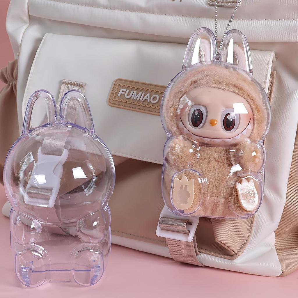 Clear Bag Keychain for LABUBU Plush Doll,Hanging Display Case,Protective Case,Plastic PVC Storage Box Party Gifts