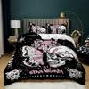 Skeleton Butterful 3D-tryckt sängklädesset Halloween Gotisk stil Polyester Bekväm King Queen Twin Storlek för Födelsedagspresenter