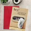 1pc Unique Cat Peeking Through Door Window Birthday Card - "Hey! I Just Want To Say Happy Birthday" Humorous Greeting Card