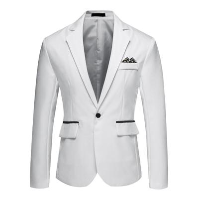 Autumn Men Slim Fit Suit Coat Lapel Long Sleeve Pockets Single Button Business Wedding Party Blazer Black White Stitching Suit Jacket