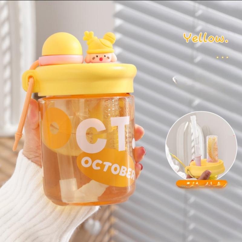 

Высокий уровень внешнего вида для девочек, устойчивый к падению, устойчивый к высоким температурам пластиковый стаканчик, детский студенческий чай, отделение воды, цветочная чайная чашка 560ml жёлтый