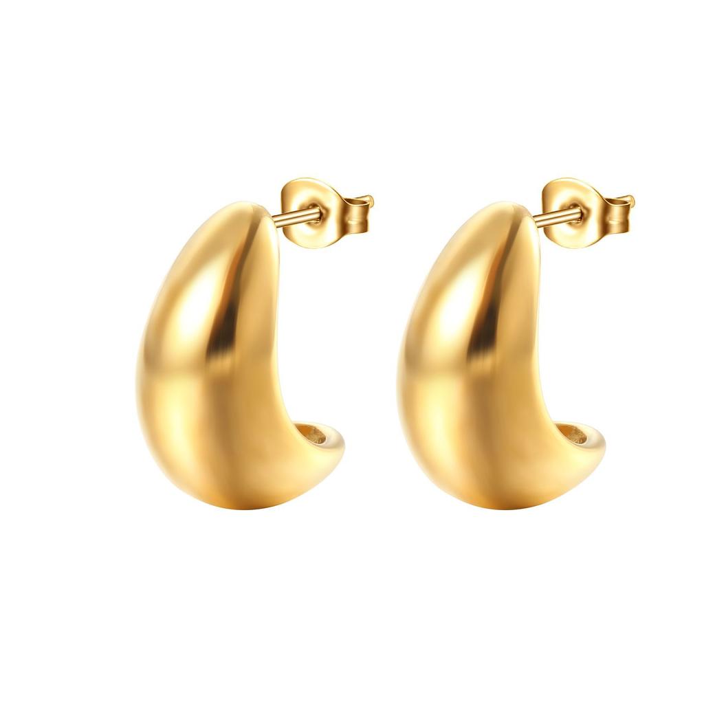 18K Gold Titanium Steel Earrings Women's Geometric Stainless Steel Irregular Versatile Earrings