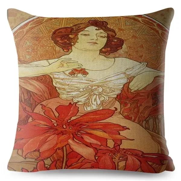 Art Nouveau Mucha Gallery Povlak na polštář Béžový povlak na polštář Autosedačka Home Decor