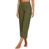 Women's Fashionable Loose-Fit Pocket Cotton-Linen Blend High-Waisted Wide-Leg Pants Casual Cropped Trousers