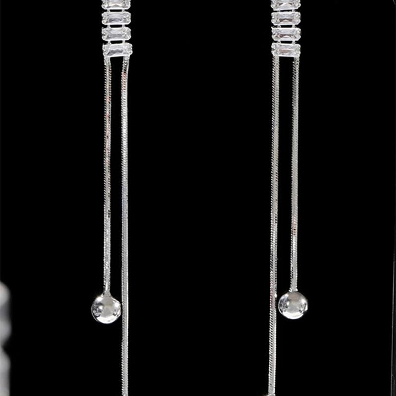 Rectangle tassel pearl earrings ins style personalized light luxury stud earrings fashionable new versatile earrings