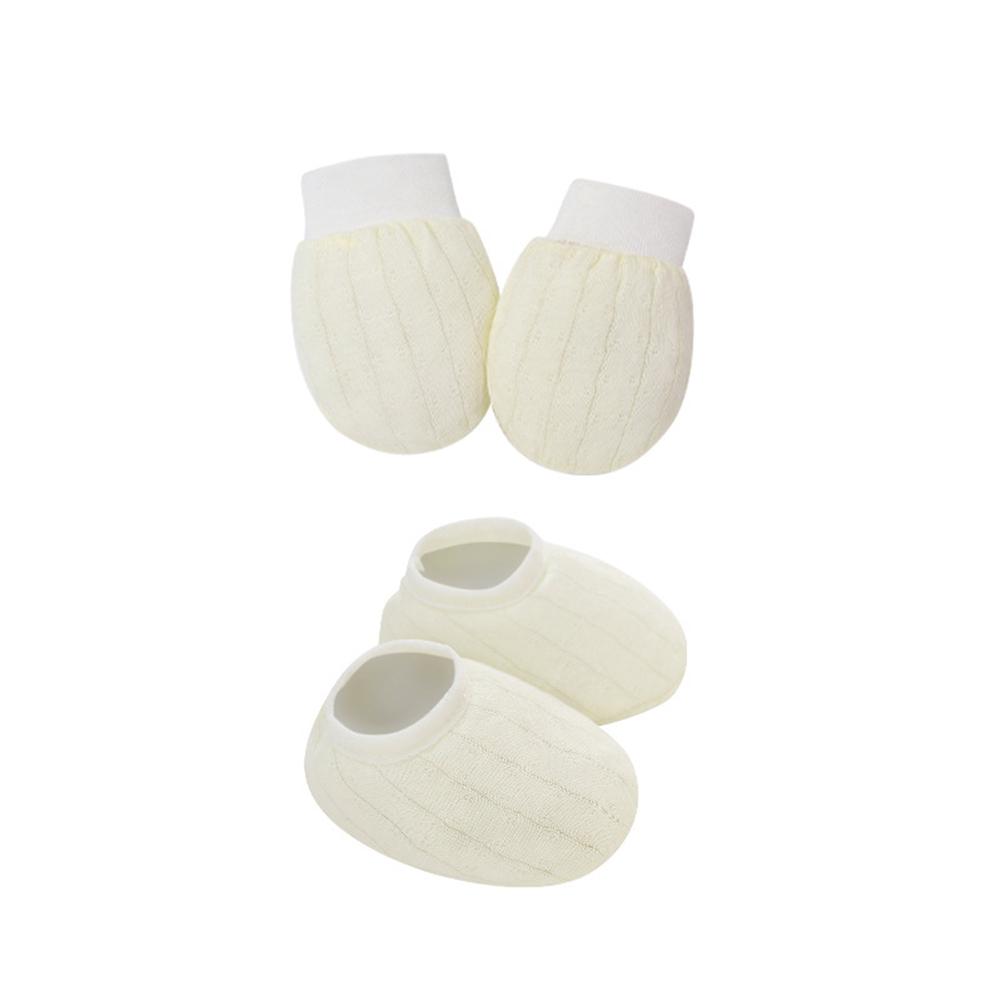 Newborn Beanie Hat Mittens Socks Set Lightweight Beanie Cotton Gloves No Scratch Mitten For Boys Girls