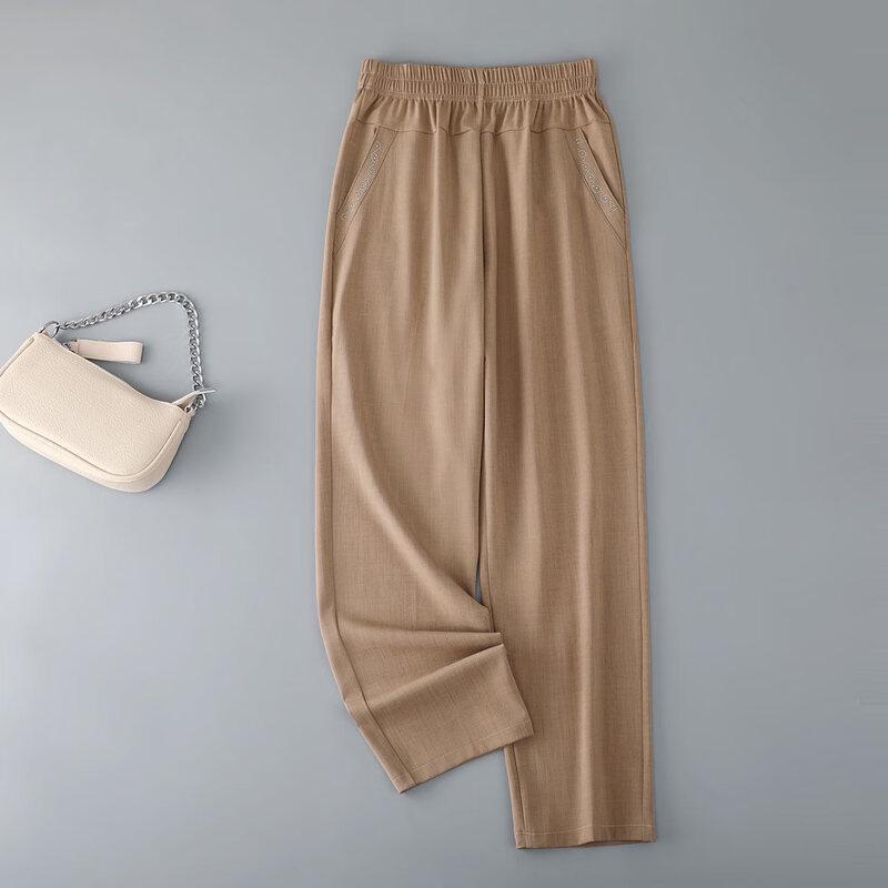 YUZHAOLIN Women s Rhinestone Embellished Breathable Straight-Leg Capris 5XL