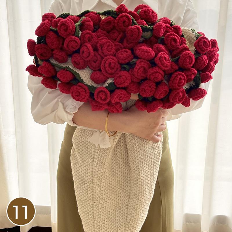 80Cm Finished Crocheted Rose Bouquet Blanket Handmade Knitted Flower Bouquet Blankets Home Decor Bed Sofa Throw Blanket Gift