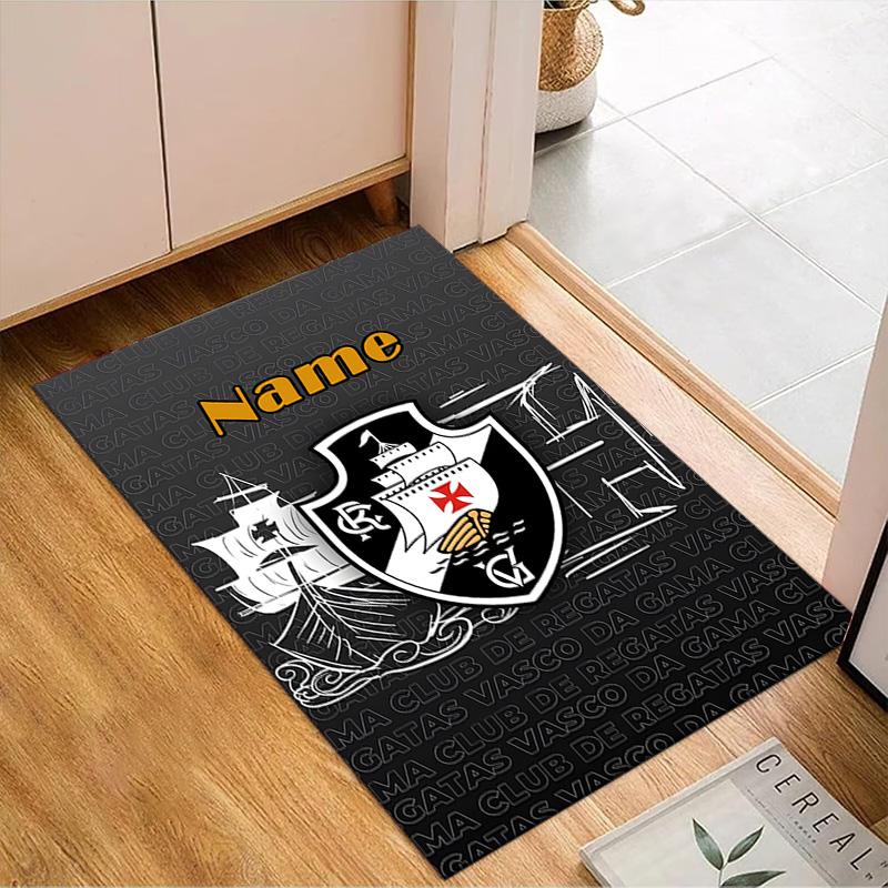 Custom Name Vasco da Gama Crest Rug Game Carpet, Floor Mat for Bedroom Living Room Entryway Rug, Home Decor Idea Gift for Christmas birthday