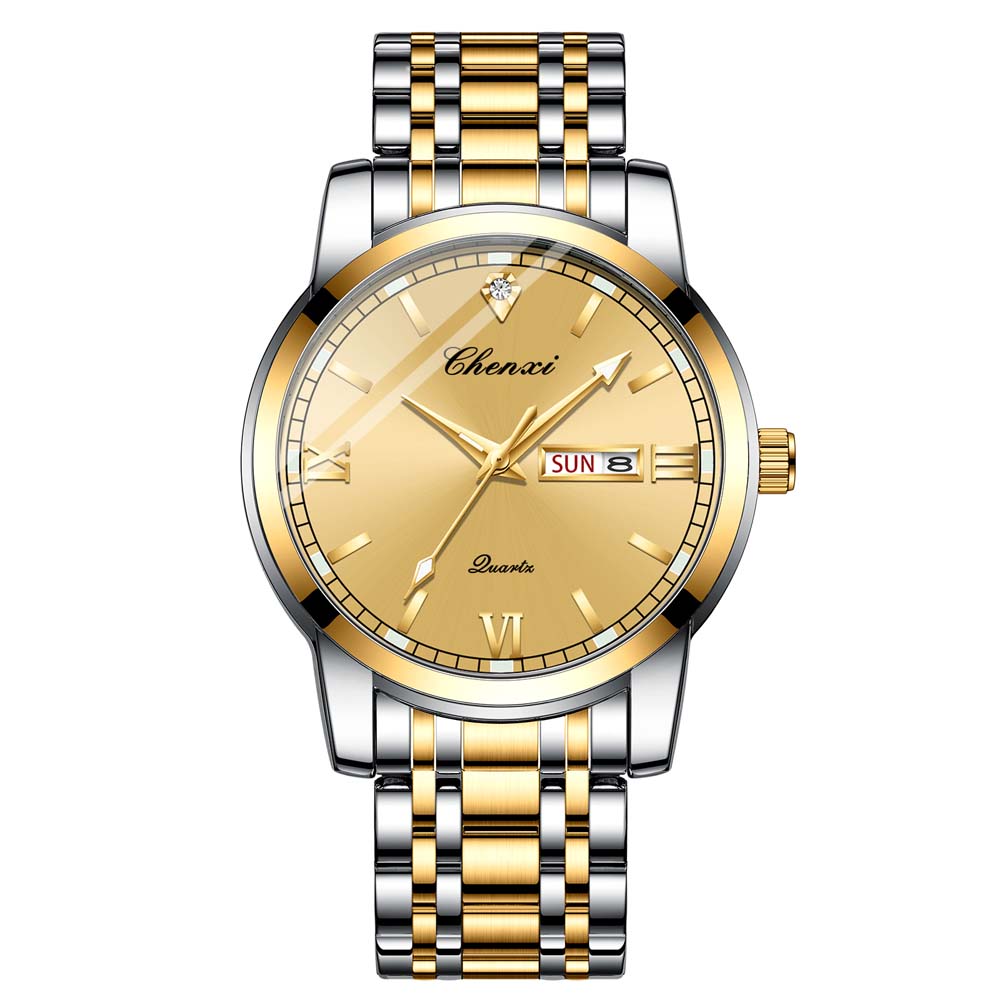 CHENXI Men's Quartz Watch Premium Dual Calendar Luminous Waterproof Wristwatch Business-Style Trendy Business Watch