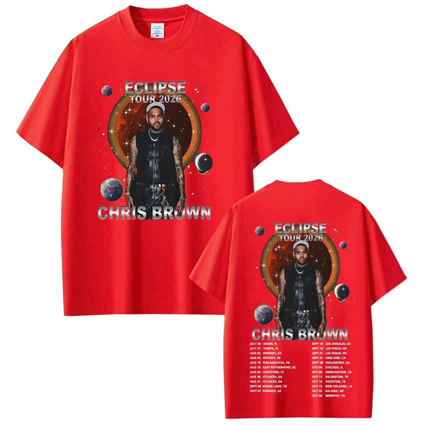 Rapper Chris Brown Eclipse Tour 2026 Concert Tshirt Fan gifts Unisex Women Fashion Hip Hop TShirt Cotton Casual Oversized Tshirts