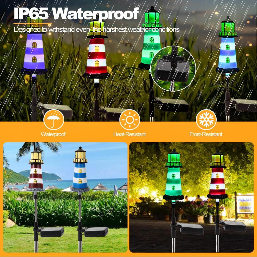 Solar Outdoor Lights,1 Pack Lighthouse Solar Lights Outdoor Waterproof, Solar Walkway Lights for Your Garden, Landscape, Path, Yard, Patio, Driveway