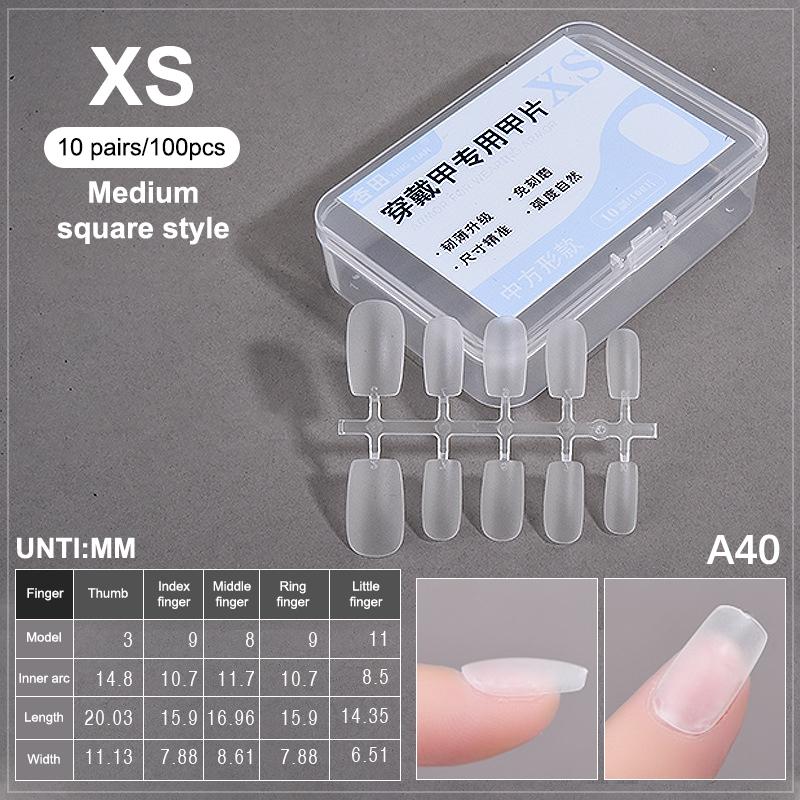 100PCS/Box Fake Nail Tips Medium Design Matte Finish False Nails Manicure Tool Extension Press On Nails