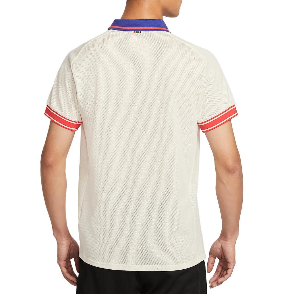 Nike Court Heritage Minimalistyczna Moda Wszechstronny Lekki Oddychający T-shirt Męski Top Jasny-Kość Słoniowa Jasny-Głęboki-Czerwony FQ2102-110