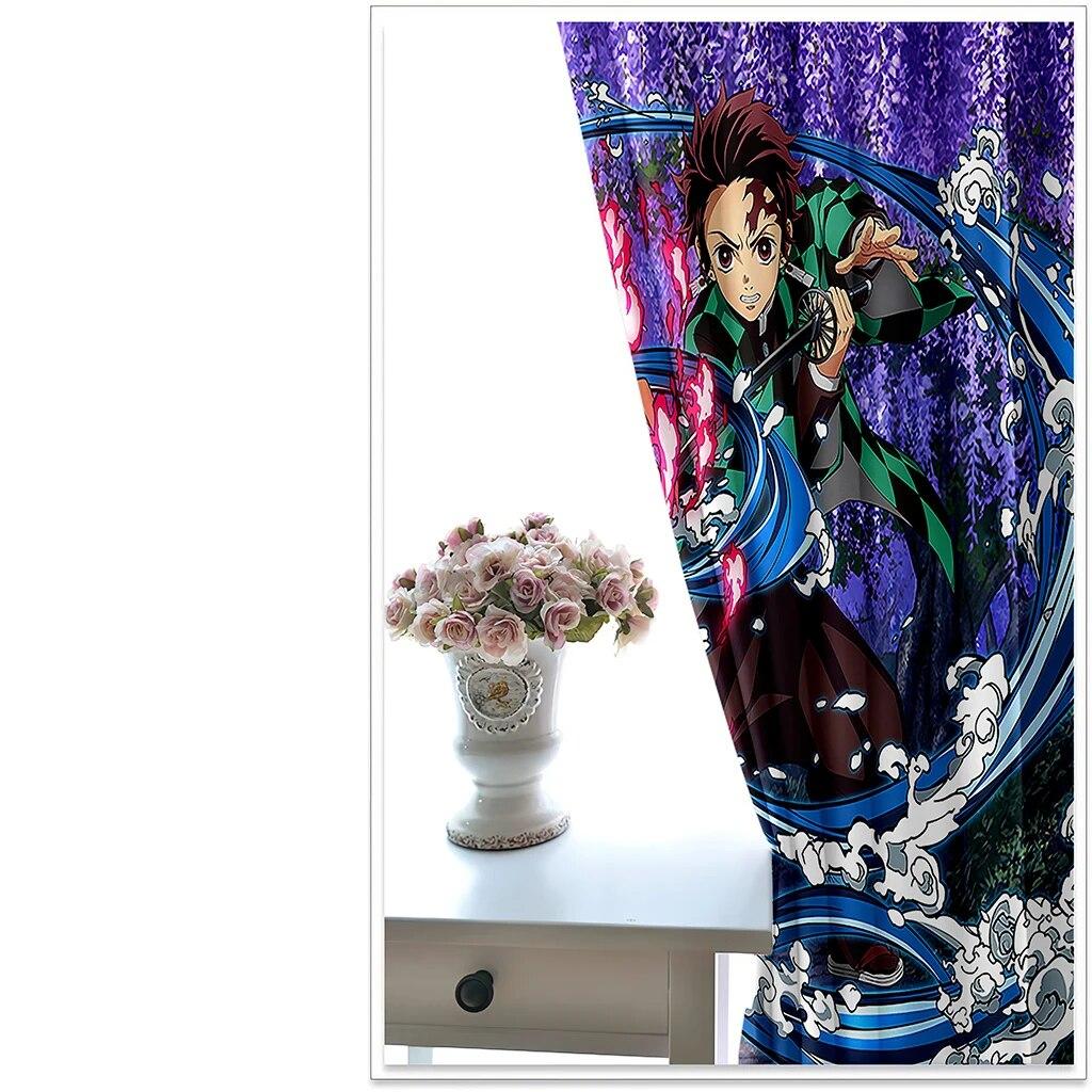 Cartoon Hot Blood Anime Print Curtains, Suitable For Boys And Girls Bedrooms, Office Kitchens, Living Room Decoration Curtains