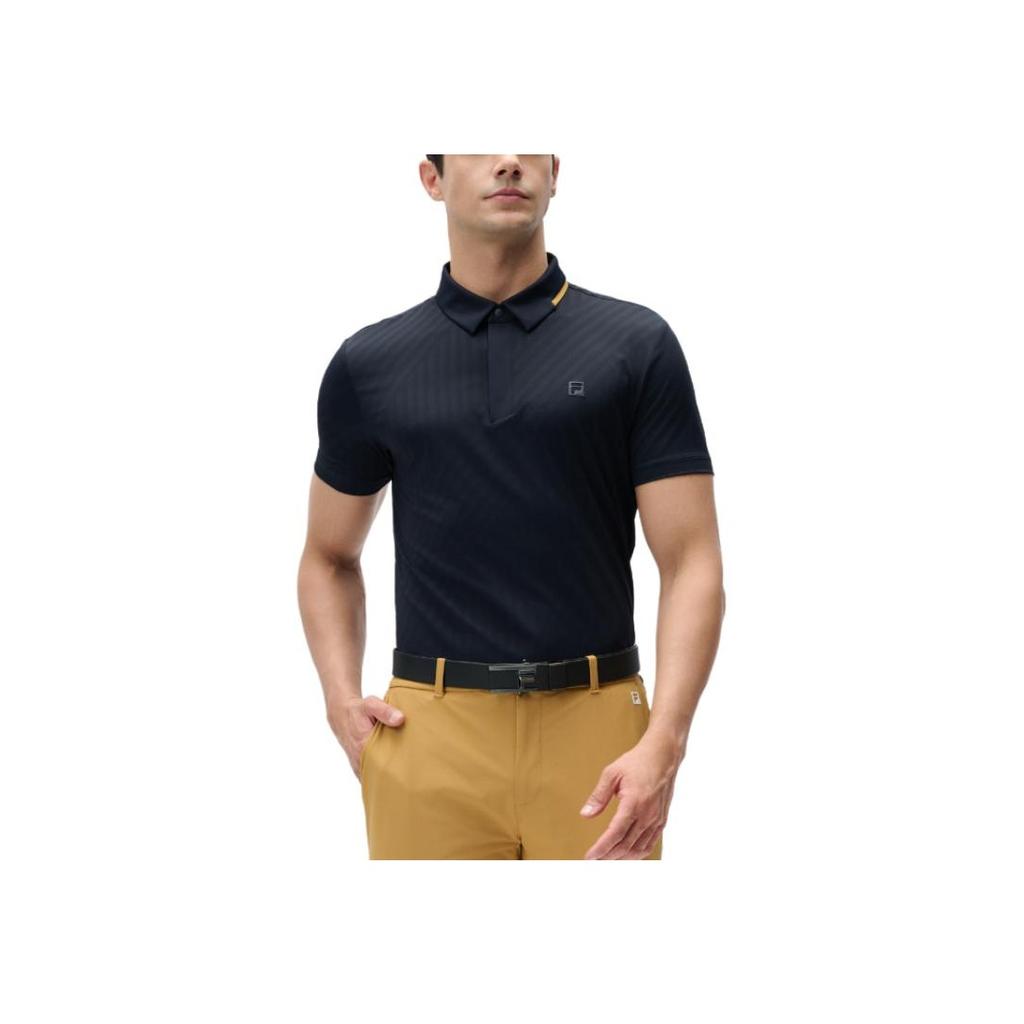 FILA Golf Solid Color Polo Shirt With Sun Protection And Breathable Cool Feeling Men tops Legendary-Blue A11M435143F-NV