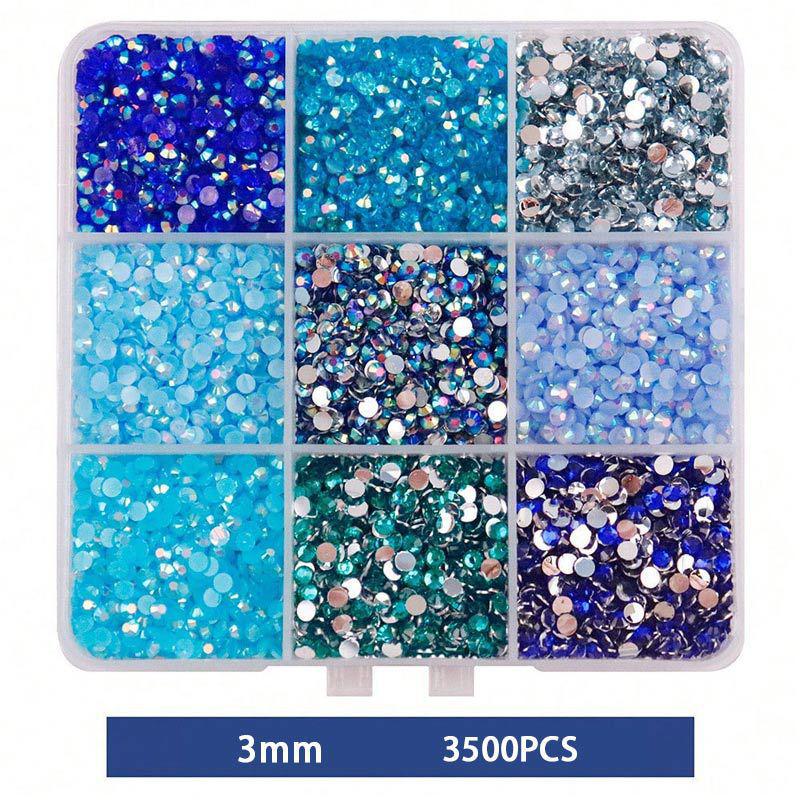 Fluorescent AB Resin Flat-Back Rhinestones for Nail Art - Mixed Sizes