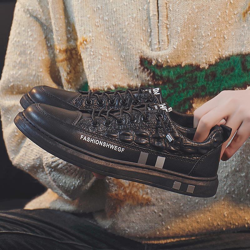 

Мужская обувь Весна и осень Однослойные туфли Деловые повседневные белые туфли Мужские туфли с крокодиловым узором Низкие без застежек для мягкой поверхности Доска для мужчин 44 чёрный