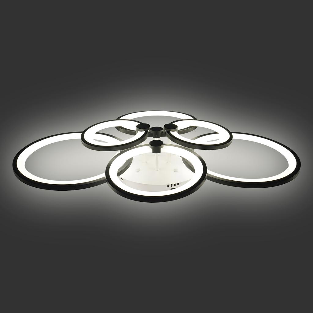 Modern 6-Ring LED Ceiling Light Remote Control Dimmable 60W 3500K-6500K Adjustable Brightness for Living Room Bedroom