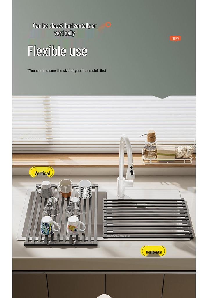 Foldable Stainless Steel Kitchen Sink Drain Board and Dish Rack