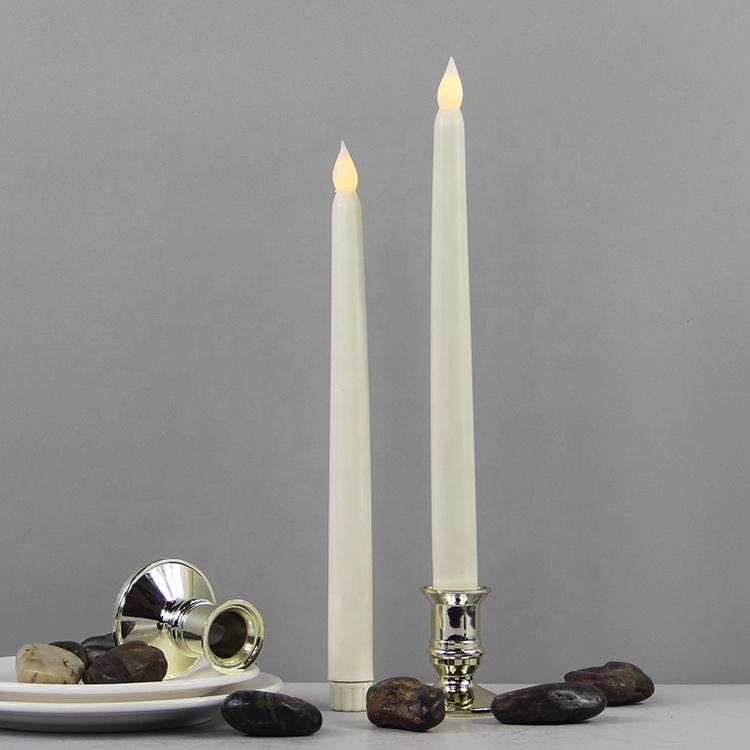Home Decor Realistic Ivory Plastic Warm White Flickering LED Candlesticks Flameless Taper Candles