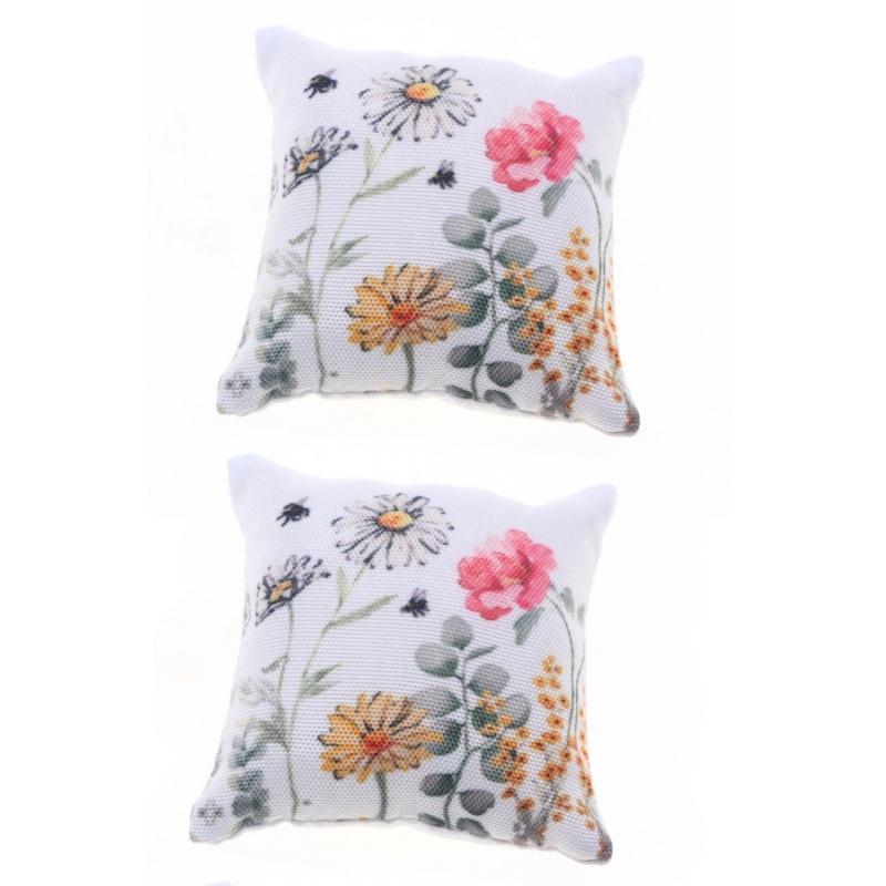 2Pcs Dollhouse Bedroom Sofa Scene Bjd Living Room Micro Model Decorative Craft Miniature Easter Pillow For Home Festival Gift
