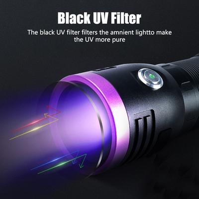 פנס UV בעוצמה גבוהה 60W/80W/120W 3/4/6 ליבות 365nm נטען Type-C מראה שחורה אור סגול פנס זיהוי UV של Wood