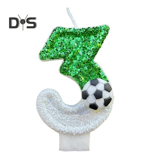 Fußball-Geburtstagskerze, umweltfreundlich, geruchsneutral, Pailletten-Design, einfach zu verwenden, langlebig, Kerze mit den Zahlen 0–9, Kuchendekoration