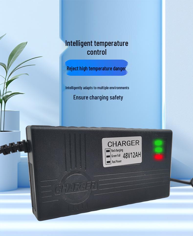 48V 12AH Smart Three-Stage Lead-Acid Battery Charger for Electric Scooters