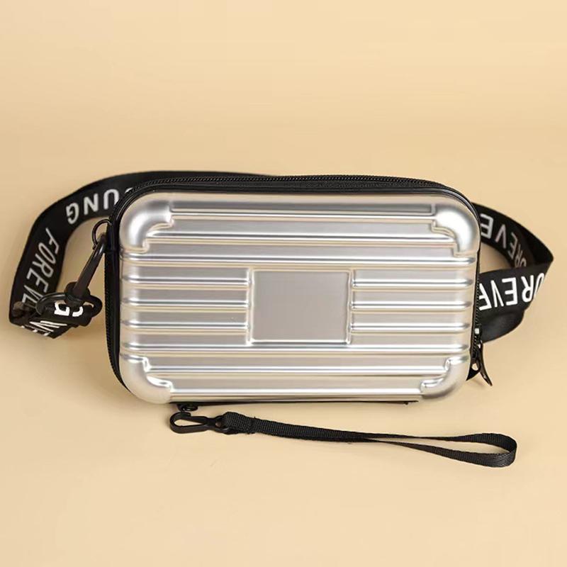 

Mini Suitcase Shape Bag Luggage Bag Handbag Shoulder Bag Waterproof Bag Hard Shell Box Suitcase Purse Clutch Bag срібний