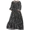 Women's Plus Size V-Neck Floral Color Block Ramie Shirt Dress - Spring/Summer 2026 Collection