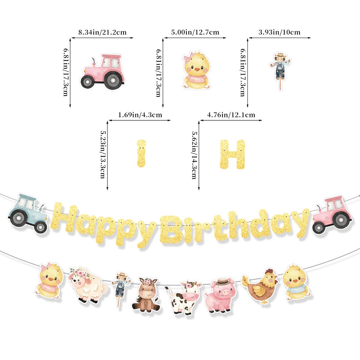 

Children S Birthday Party Decoration Flag Pulling Boys And Girls Birthday Arrangement Banner Flag Pulling Farm Animal Letter Birthday Flag