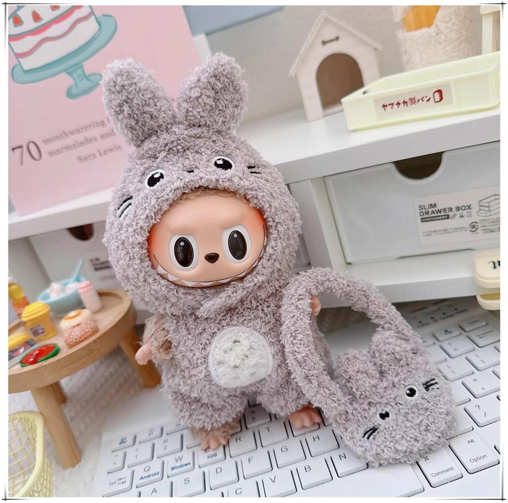 First, Second, and Third Generation Labubu Doll Clothes: 17cm Plush Onesie for 10cm Labubu Dolls, Cute Cartoon Design