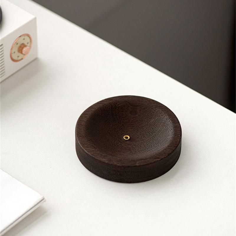 Wood Incenses Stick Stand Creative Incenses Burners Round Shaped Censer for Meditation & Relaxiation