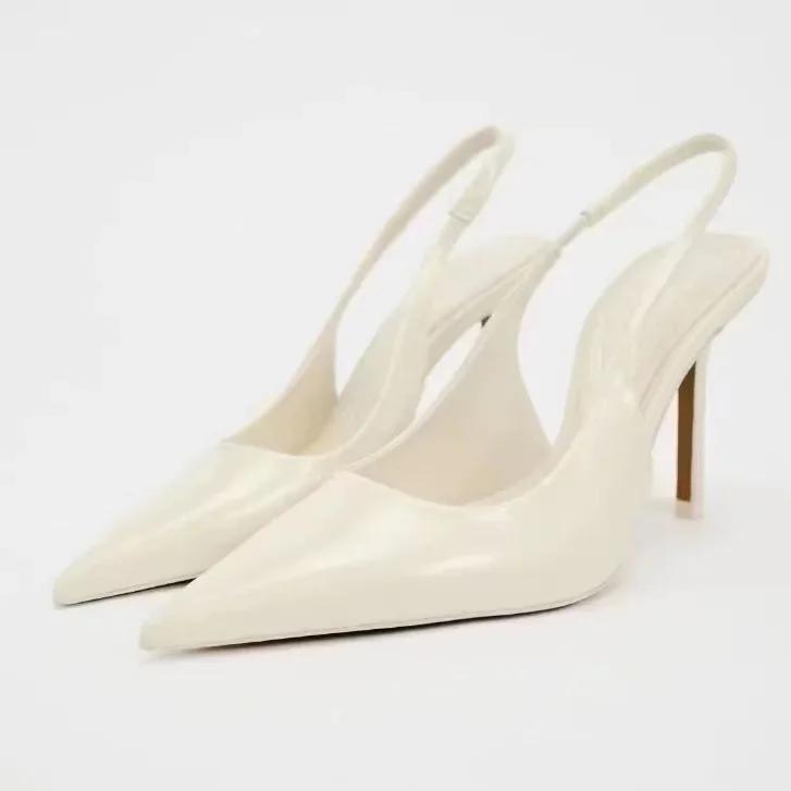 Fashion High Heeled Women's Sandals 2025 Summer Pointed Toe Simple Solid Designer Party Stilettos Elegant Back Strap Office Lady Shoes