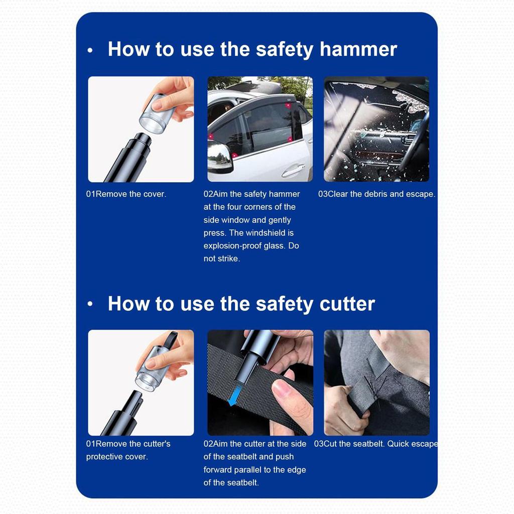 Řezačka pásů a rozbíječ skla Přenosné bezpečnostní kladivo do auta a řezačka pásů Vysokopevnostní wolframová ocel Únikové zařízení pro vozidlo