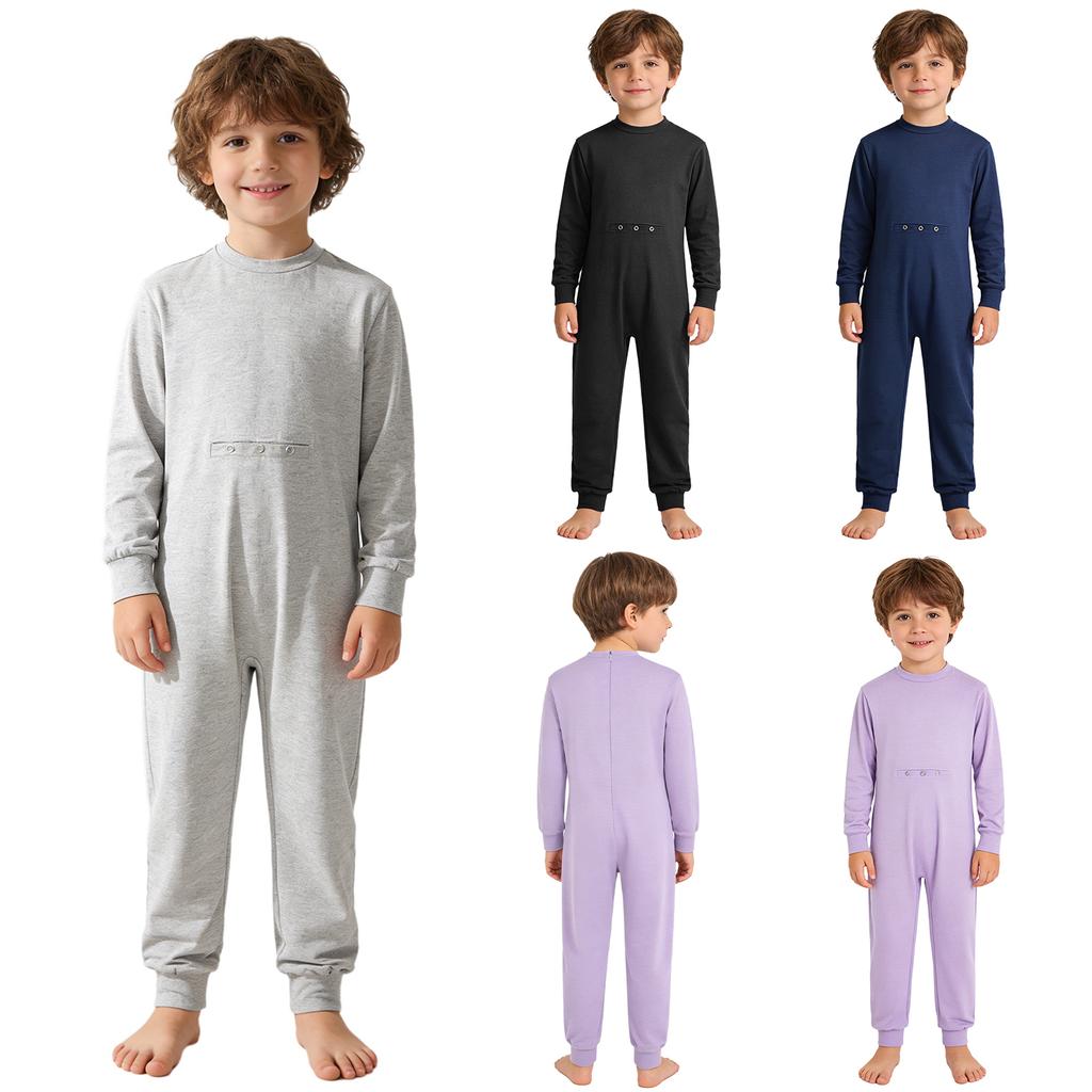 Unisex Special Needs Adaptive Clothing Long Sleeve Anti Strip Invisible Zipper Back Jumpsuit