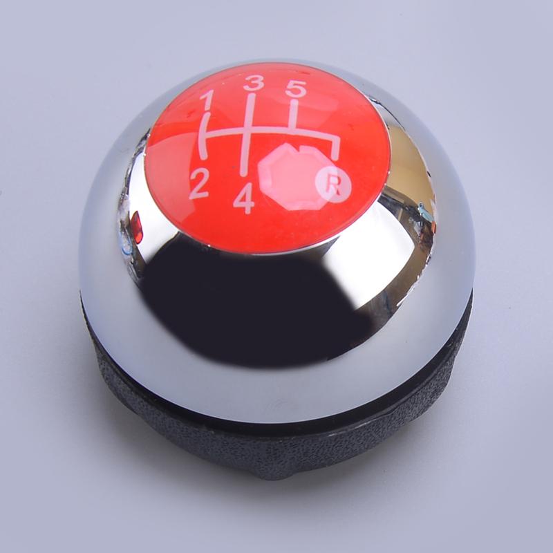 

5 Speed Gear Shift Shifter Knob Head Ball 55344048 Fit for Fiat 500 2012 2013 2014 2015 2016 2017 2018 Chrome Silver & Red
