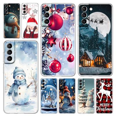 Funda de teléfono para Samsung Galaxy S24 Plus S23 S22 S21 S20 FE Ultra 5G S10 S10E S9, funda de silicona transparente con estampado navideño