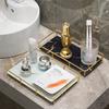 Estante de Baño Lavabo Escritorio Lujosa Bandeja para Cosméticos Simple Base Transparente Apto para Húmedo Pequeño Hogar Individual Estable Ligero Frío Real Lateral