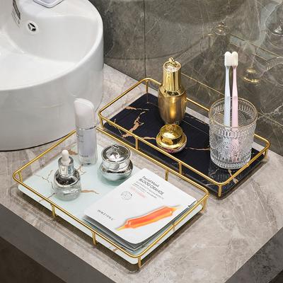 Estante de Baño Lavabo Escritorio Lujosa Bandeja para Cosméticos Simple Base Transparente Apto para Húmedo Pequeño Hogar Individual Estable Ligero Frío Real Lateral